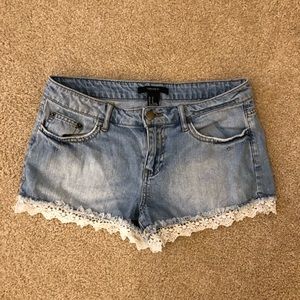 White lace Jean shorts